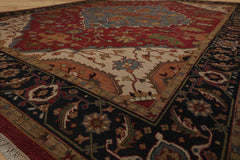 10x14 Rust, Charcoal, Blue Color Hand Knotted Flatweave Wool Traditional Oriental Rug