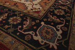 10x14 Rust, Charcoal, Blue Color Hand Knotted Flatweave Wool Traditional Oriental Rug