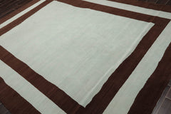 8x10 Aqua, Brown, Color Hand Knotted Geometric 100% Wool Modern Oriental Rug