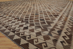 10x14 Ivory, Gray, Brown Color Hand Woven Flatweave Wool Southwestern Oriental Rug