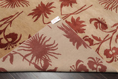 6x9 Beige, Rust, Color Hand Knotted All-Over 100% Wool Transitional Oriental Rug