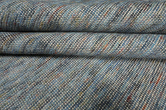 12x15 Blue, Rust, Green Color Hand Knotted Ribbed Wool Contemporary Oriental Rug