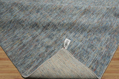 12x15 Blue, Rust, Green Color Hand Knotted Ribbed Wool Contemporary Oriental Rug