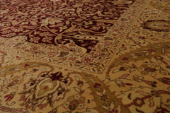 8x10 Burgundy, Light Gold, Brown Color Hand Knotted All-Over 100% Wool Traditional Oriental Rug
