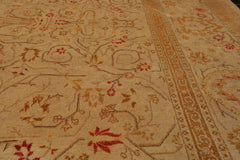 8x10 Tan, Gold, Coral Color Hand Knotted All-Over 100% Wool Traditional Oriental Rug
