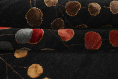 10x14 Charcoal, Gold, Aqua Color Hand Knotted Tibetan Wool and Silk Contemporary Oriental Rug