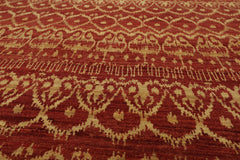 6x9 Teracotta, Light Gold, Brown Color Hand Knotted All-Over 100% Wool Traditional Oriental Rug