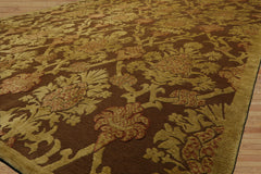 8x10 Brown, Gold, Rust Color Hand Knotted Tibetan Wool and Silk Transitional Oriental Rug