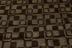 6x9 Aqua, Brown, Color Hand Knotted All-Over 100% Wool Modern Oriental Rug