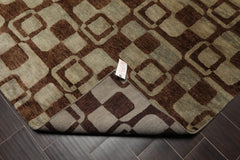 6x9 Aqua, Brown, Color Hand Knotted All-Over 100% Wool Modern Oriental Rug