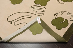 6x9 Beige, Green, Color Hand Knotted All-Over 100% Wool Modern Oriental Rug