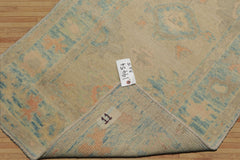 3x5 Beige, Aqua, Peach Color Hand Knotted Turkish Wool Arts & Crafts/Mission Oriental Rug