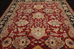 9x12 Rusty Red, Charcoal, Beige Color Hand Knotted All-Over 100% Wool Traditional Oriental Rug