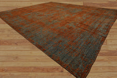 8x10 Teal, Orange, Color Hand Knotted Sherpa Wool Modern & Contemporary Oriental Rug