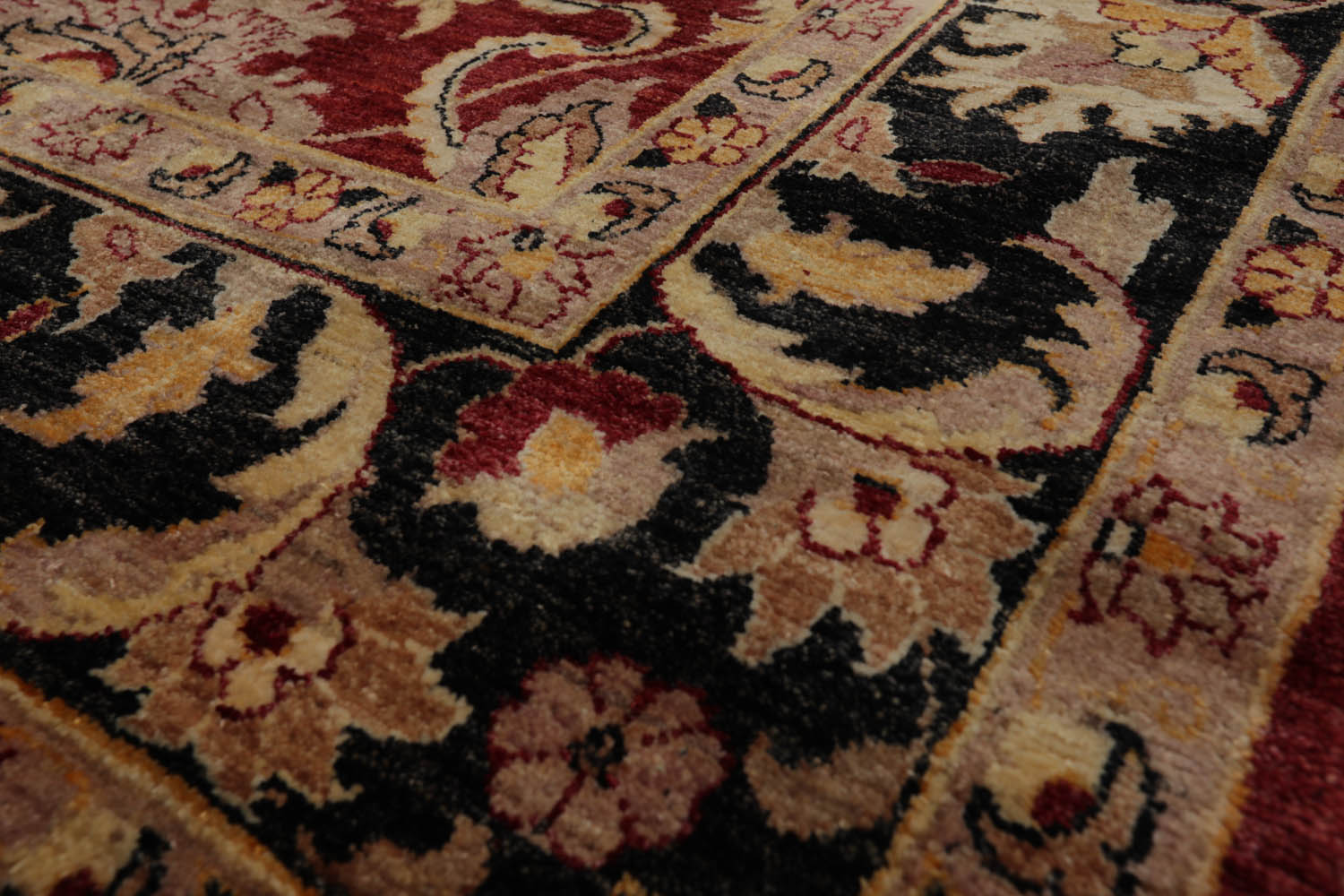 9x12 Rusty Red, Charcoal, Beige Color Hand Knotted All-Over 100% Wool Traditional Oriental Rug