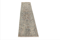 LoomBloom Beige 2'6''x8' Traditional Distressed Quality Hand Knotted Wool Oriental Area Rug