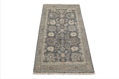 LoomBloom Slate 3'x5' Traditional Distressed Quality Hand Knotted Wool Oriental Area Rug