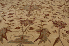 9x12 Beige, Gray, Brown Color Hand Knotted All-Over 100% Wool Traditional Oriental Rug