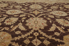 9x12 Brown, Tan, Light Gold Color Hand Knotted All-Over 100% Wool Traditional Oriental Rug