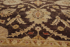9x12 Brown, Tan, Light Gold Color Hand Knotted All-Over 100% Wool Traditional Oriental Rug
