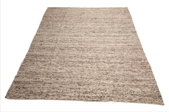 LoomBloom Oat Meal 9'x12' Organic Flatweave Traditional Geometric Hand Woven Wool Oriental Area Rug