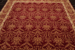 8x10 Red, Gold, Beige Color Hand Knotted All-Over 100% Wool Transitional Oriental Rug