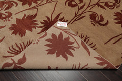 8x10 Tan, Rust, Color Hand Knotted All-Over 100% Wool Transitional Oriental Rug