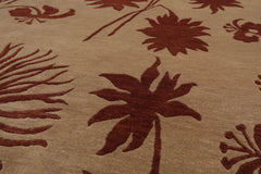 8x10 Tan, Rust, Color Hand Knotted All-Over 100% Wool Transitional Oriental Rug