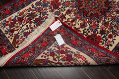 4x6 Ivory, Navy, Red Color Hand Knotted All-Over 100% Wool Traditional Oriental Rug