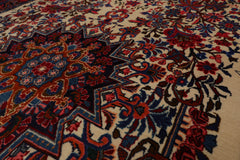 4x6 Ivory, Navy, Red Color Hand Knotted All-Over 100% Wool Traditional Oriental Rug