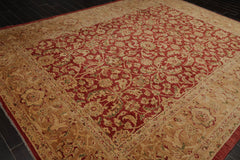 9x12 Rusty Red, Caramel, Tan Color Hand Knotted All-Over 100% Wool Traditional Oriental Rug