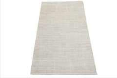 LoomBloom Beige 3'x5' Afghan Moroccan Transitional All-Over Hand Knotted Wool Oriental Area Rug
