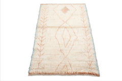 LoomBloom Ivory 3'x5' Afghan Moroccan Tribal Geometric Hand Knotted Wool Oriental Area Rug
