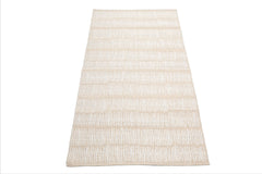 LoomBloom Beige 3'x5' Afghan Moroccan Modern Designer Hand Woven Wool Oriental Area Rug