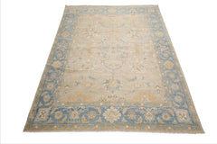9x12 Beige, Aqua, Caramel Color Hand Knotted Afghan Oushak Wool Traditional Oriental Rug