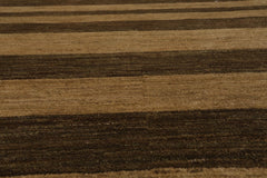 4x6 Gold, Brown, Color Hand Knotted Striped 100% Wool Modern Oriental Rug