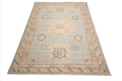 9x12 Mint, Blush, Peach Color Hand Knotted Afghan Oushak Wool Traditional Oriental Rug