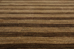 9x12 Brown, Tan, Color Hand Knotted Striped 100% Wool Modern Oriental Rug
