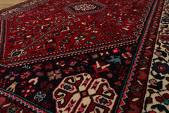 3x5 Red, Navy, Ivory Color Hand Knotted Abadeh Wool & Silk Traditional Oriental Rug