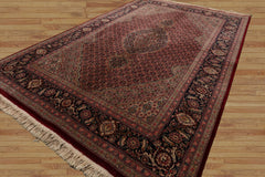 4x6 Red, Navy, Green Color Hand Knotted Tabriz Wool & Silk Traditional Oriental Rug