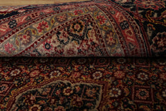 4x6 Red, Navy, Green Color Hand Knotted Tabriz Wool & Silk Traditional Oriental Rug
