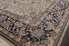 5x7 Beige, Navy, Rose Color Hand Knotted All-Over 100% Wool Traditional Oriental Rug