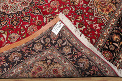 5x7 Red, Black, Ivory Color Hand Knotted Tabriz Wool & Silk Traditional Oriental Rug