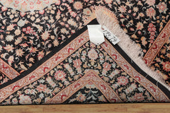 4x6 Charcoal, Peach, Aqua Color Hand Knotted Qum All Silk Silk Traditional Oriental Rug