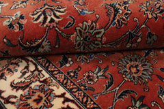 3x6 Burnt Orange, Ivory, Aqua Color Hand Knotted Bidjar Wool & Silk Traditional Oriental Rug