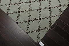 9x12 Sea Foam, Dark Chocolate, Color Hand Knotted All-Over 100% Wool Transitional Oriental Rug