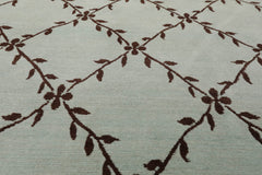 9x12 Sea Foam, Dark Chocolate, Color Hand Knotted All-Over 100% Wool Transitional Oriental Rug
