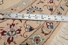 Round Ivory, Tan, Rose Color Hand Knotted Nain Round Wool & Silk Traditional Oriental Rug