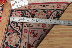 3x5 Red, Black, Tan Color Hand Knotted Tabriz Wool & Silk Traditional Oriental Rug