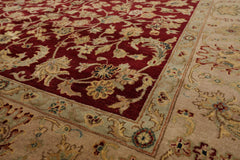 6x9 Wine, Taupe, Beige Color Hand Knotted All-Over 100% Wool Traditional Oriental Rug